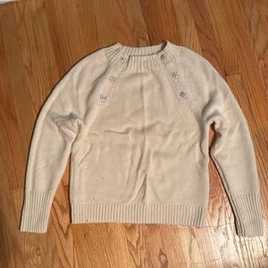 J. Crew Lambs Wool blend Sweater with Crystal embelished buttons Women’s size L